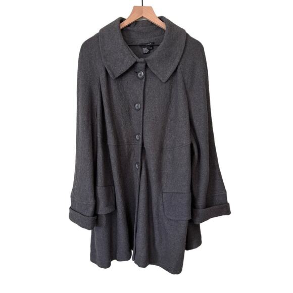 Sandro Women Gray Wool Jacket Coat 2x - Picture 1 of 7